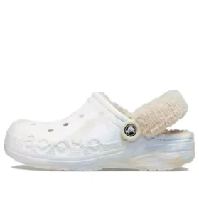 Baya Lined Clog, curea cu puf și efect marmorat „White Multi”