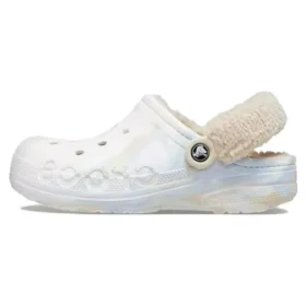 Baya Lined Clog, curea cu puf și efect marmorat „White Multi”