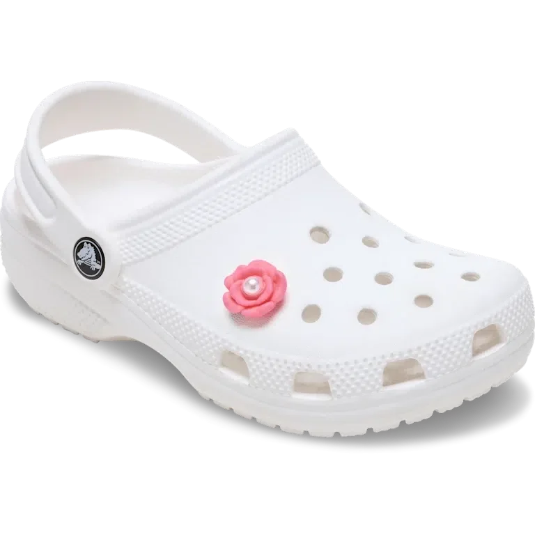 Brelocuri Jibbitz cu floare roz și perla în centru Brelocuri Jibbitz cu floare roz și perla în centru