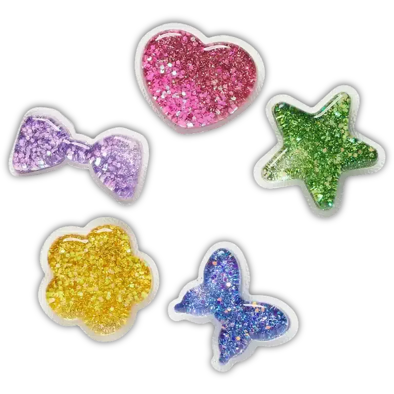 Brelocuri Jibbitz™ Squish care își schimbă culoarea la UV, pachet de 5 Brelocuri Jibbitz™ Squish care își schimbă culoarea la UV, pachet de 5