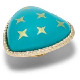 Brelocuri Jibbitz™ „Turquoise and Gold Heart”