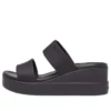 Brooklyn Double Strap Round Toe Mid Wedge Slides „Black”