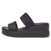 Brooklyn Double Strap Round Toe Mid Wedge Slides „Black”