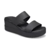 Brooklyn Double Strap Round Toe Mid Wedge Slides „Black”