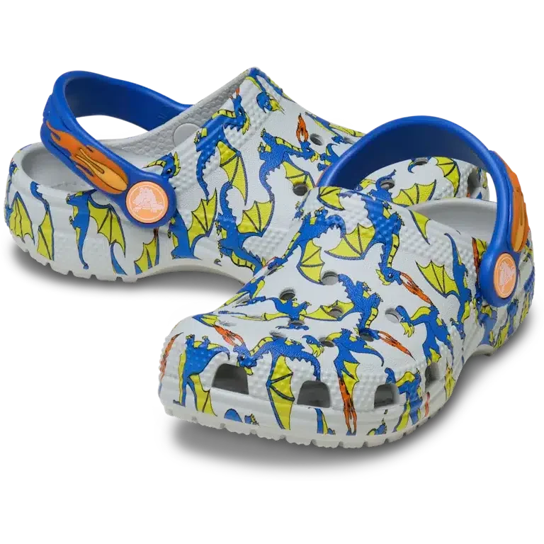 Classic Clog pentru copii mici cu imprimeu Dragon Classic Clog pentru copii mici cu imprimeu Dragon