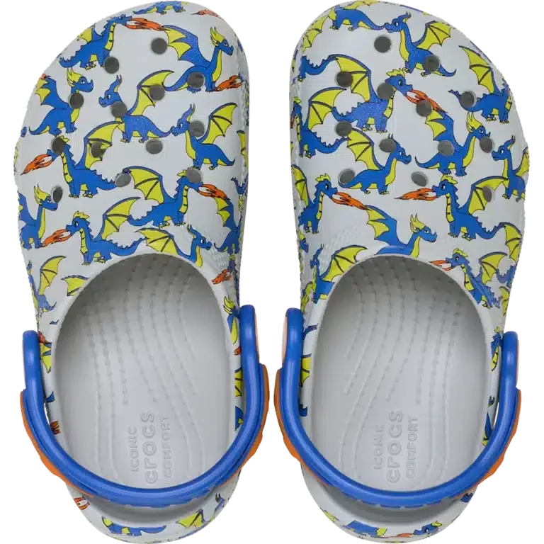 Classic Clog pentru copii mici cu imprimeu Dragon Classic Clog pentru copii mici cu imprimeu Dragon