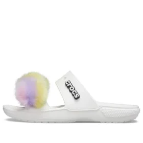 Classic Fur Sure Sandal cu 2 curele „Alb”