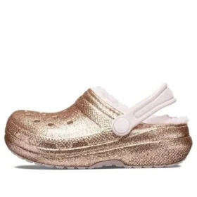 Classic Lined Clog cu Glitter „Gold Pink”