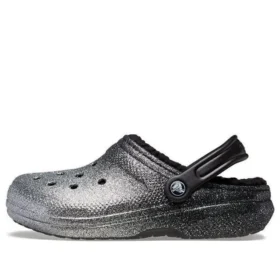 Classic Lined Clog cu Glitter „Negru-argintiu”