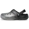 Classic Lined Clog cu Glitter „Negru-argintiu”