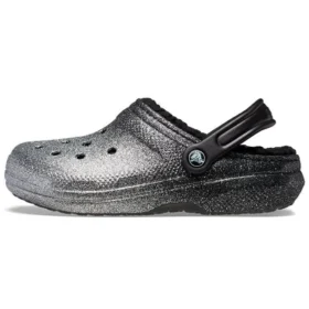 Classic Lined Clog cu Glitter „Negru-argintiu”