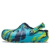 Classic Lined Clog cu model marmorat „Blue Tie-Dye”