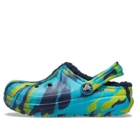 Classic Lined Clog cu model marmorat „Blue Tie-Dye”