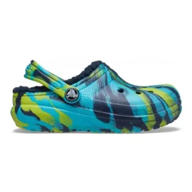 Classic Lined Clog cu model marmorat „Blue Tie-Dye”
