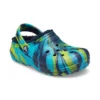 Classic Lined Clog cu model marmorat „Blue Tie-Dye”
