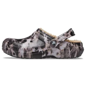 Classic Lined Clog, vopsiți cu înălbitor „Black White Beige”