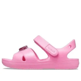Classic Sandal cu curele încrucișate și pandantiv „Roz”