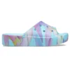 Classic Slide cu platformă și imprimeu de palmier „Blue Multi-Color”