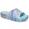 Classic Slide cu platformă și imprimeu de palmier „Blue Multi-Color”