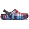 Crocs Classic Tie-Dye Stay Warm Cozy – papuci de casă sport unisex, violet și roșu