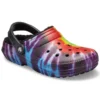 Crocs Classic Tie-Dye Stay Warm Cozy – papuci de casă sport unisex, violet și roșu