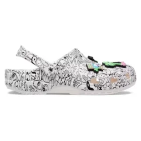 Crocs x Steven Harrington Classic Clogs „Quickstrike – Alb Negru”