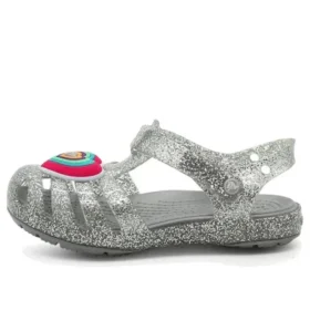 Isabella Sandale Glitter fără toc „Grey Silver”