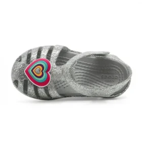 Isabella Sandale Glitter fără toc „Grey Silver”