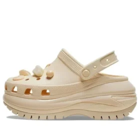 Mega Crush Clog cu scoici și perle „Beige”