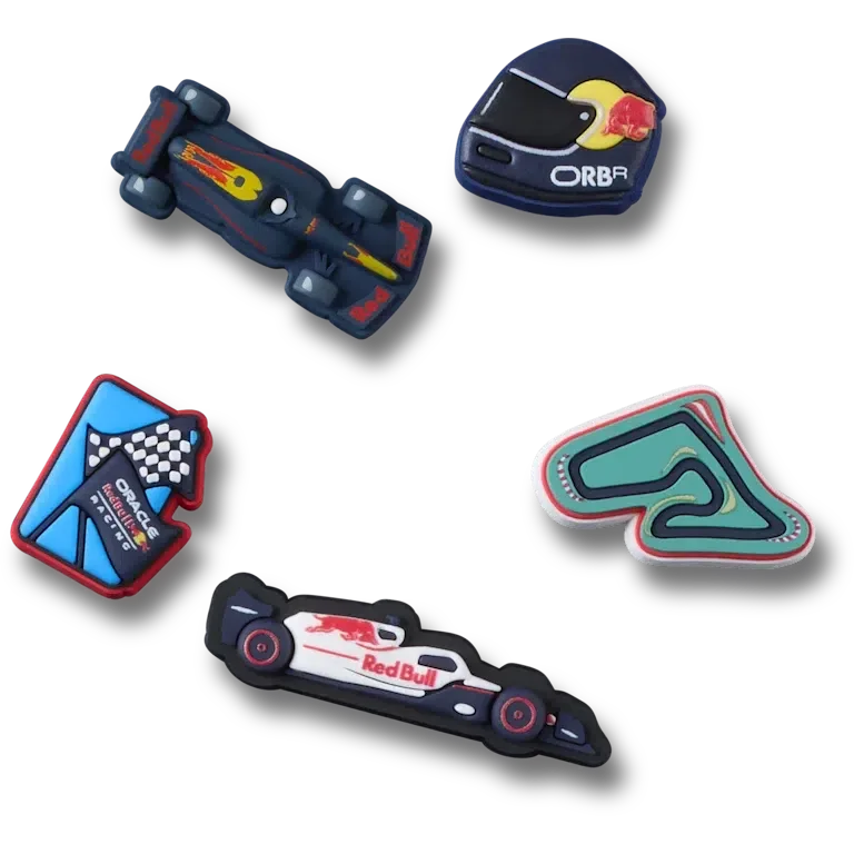 Oracle Red Bull Racing Crocs – Pachet de 5 brelocuri Jibbitz pentru încălțăminte Oracle Red Bull Racing Crocs – Pachet de 5 brelocuri Jibbitz pentru încălțăminte