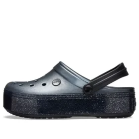 Saboți cu platformă Crocband metalici „Negru”