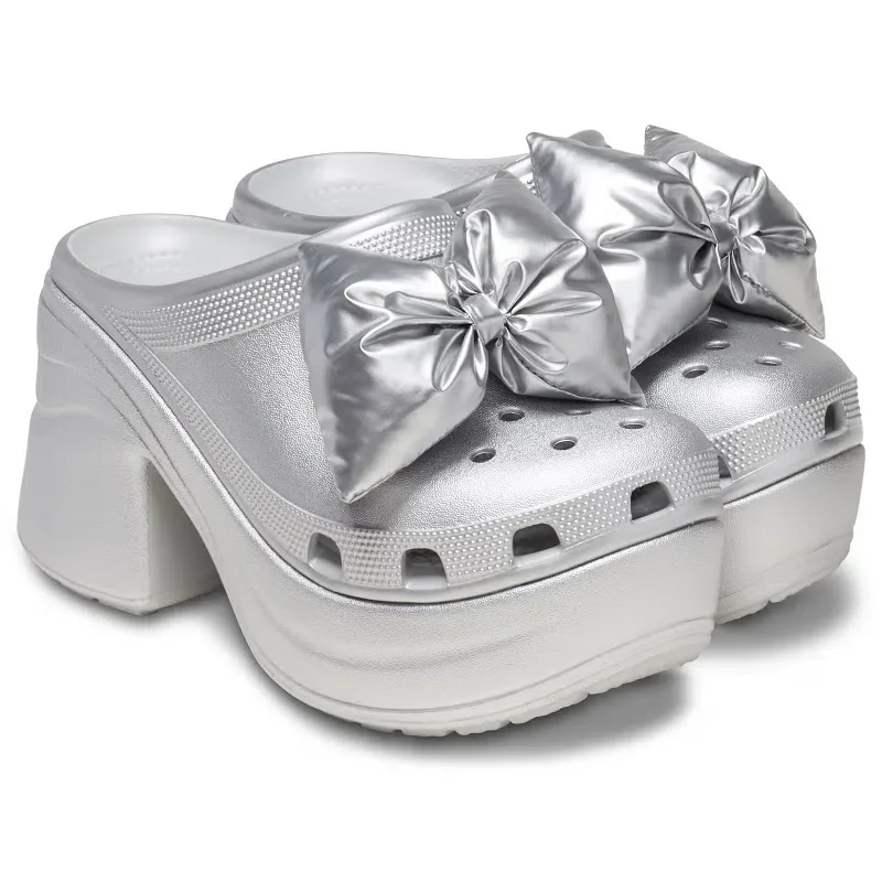 Saboți Siren Metallic Bow „Silver” Saboți Siren Metallic Bow „Silver”
