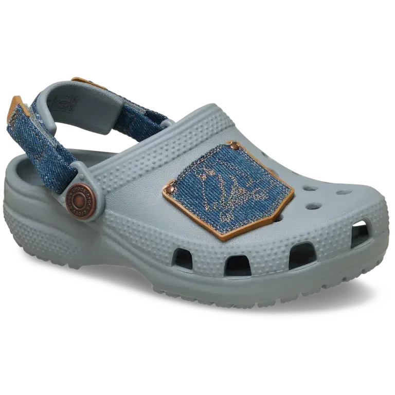 Sabot clasic din denim pentru copii mici, cu curea reglabilă în spate Sabot clasic din denim pentru copii mici, cu curea reglabilă în spate