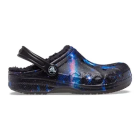 Saboti Baya Lined Clog cu căptușeală și curea pufoasă Galaxy „Black Multi”