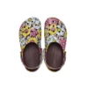Saboti clasici retro cu imprimeu floral „Galben-roz”