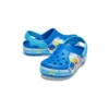 Sandale albastră de plajă cu toc plat pentru activități în aer liber, model „Funny Shark Small Crocs”