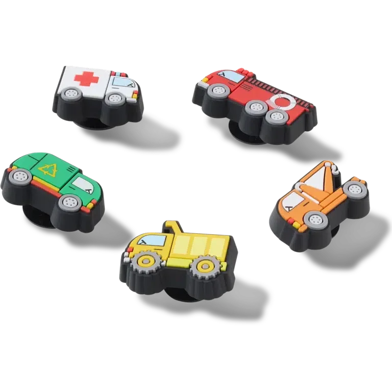 Set de 5 brelocuri Jibbitz „Camioane de lucru miniaturale” Set de 5 brelocuri Jibbitz „Camioane de lucru miniaturale”
