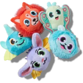 Set de 5 brelocuri Jibbitz™ cu animale fantastice pufoase