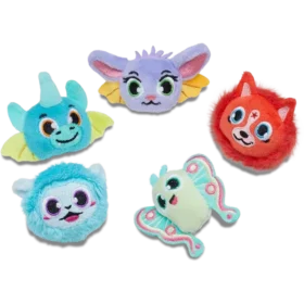 Set de 5 brelocuri Jibbitz™ cu animale fantastice pufoase