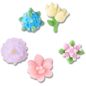 Set de 5 brelocuri Jibbitz cu flori din mărgele