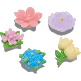Set de 5 brelocuri Jibbitz cu flori din mărgele