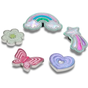 Set de 5 brelocuri Jibbitz™ cu icoane girly funky