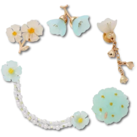 Set de 5 brelocuri Jibbitz cu motive florale delicate albastre