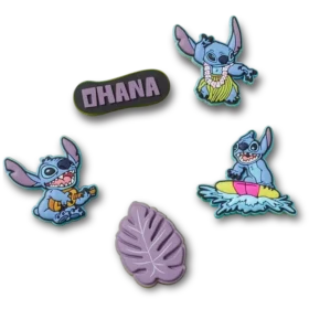 Set de 5 brelocuri Jibbitz cu Stitch Tropical