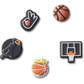 Set de 5 brelocuri Jibbitz cu tema echipei de baschet