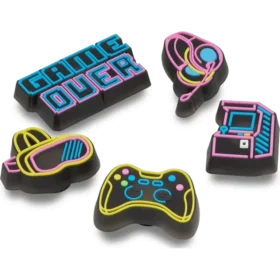 Set de 5 brelocuri Jibbitz™ „Lights up Neon Gamer”