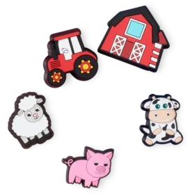 Set de 5 brelocuri Jibbitz pentru încălțăminte cu animale de fermă drăguțe