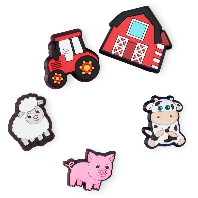 Set de 5 brelocuri Jibbitz pentru încălțăminte cu animale de fermă drăguțe Set de 5 brelocuri Jibbitz pentru încălțăminte cu animale de fermă drăguțe