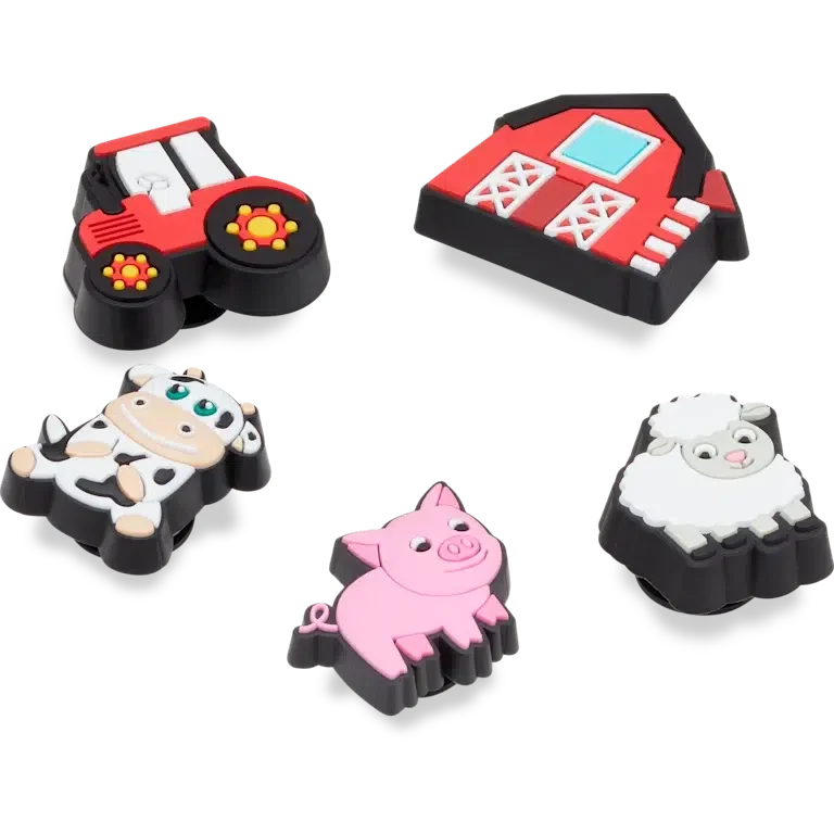 Set de 5 brelocuri Jibbitz pentru încălțăminte cu animale de fermă drăguțe Set de 5 brelocuri Jibbitz pentru încălțăminte cu animale de fermă drăguțe