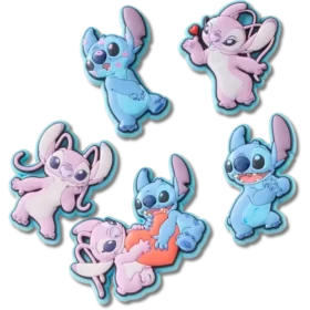 Set de 5 brelocuri Jibbitz™ pentru încălțăminte cu Stitch și Angel de la Disney